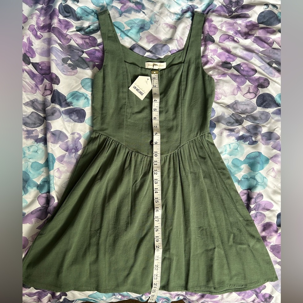 Monteau Forest Green Button-Front Midi Dress - Picture 9 of 12
